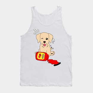 Golden retriever Spilled a bottle of ketchup Tank Top